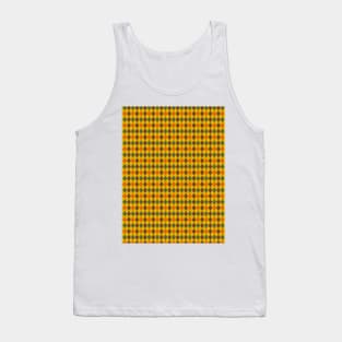 Mustard Yellow Brown Green and Orange Argyle Pattern Diamond Checks Tank Top